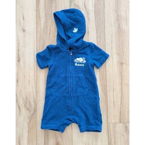 Roots Blue Hooded Baby Romper
